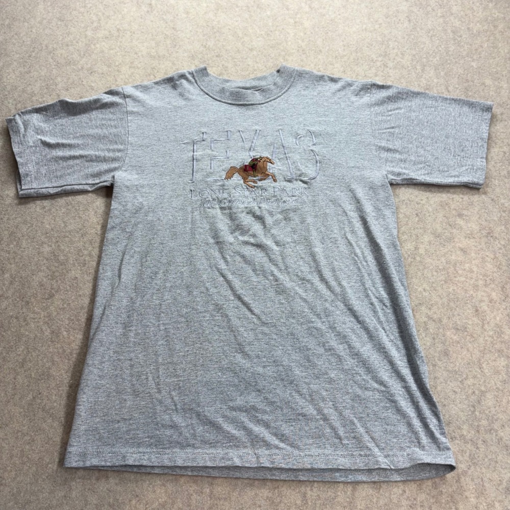 TSC West Lone Star Park Texas Horse Racing Embroidered Gray T-Shirt Men's Medium